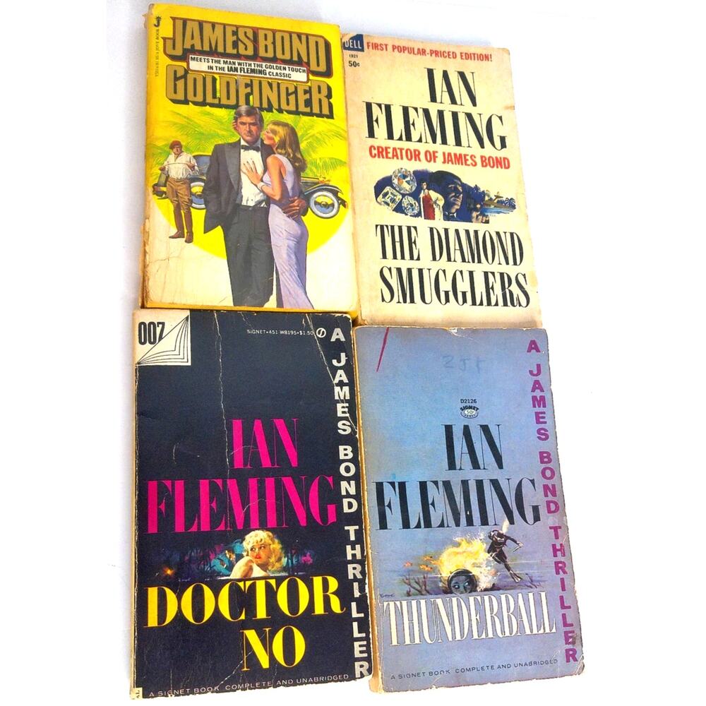 Ian Fleming James Bond Paperback Books Dr No Thunderball Diamond Goldfinger